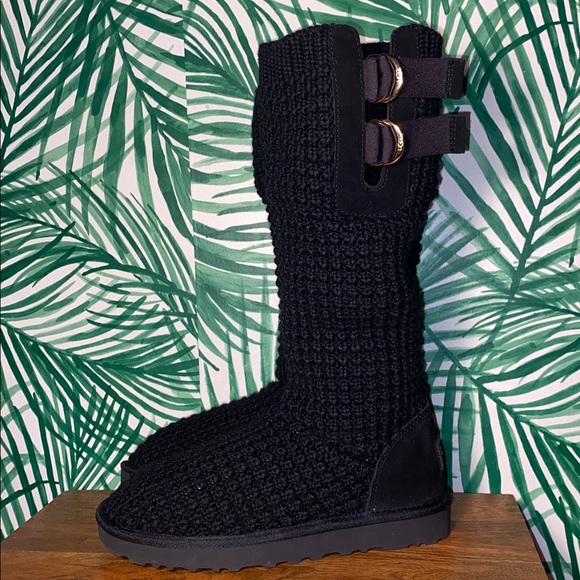 UGG Solene Black Crochet Sweater Boots Women’s 7 1112478 - Picture 5 of 12